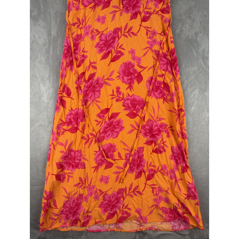 Nobody's Child Floral Orange Pink Maxi Dress Size 6 - Picture 7 of 10